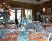 Aqua and White Chevron Table Runner