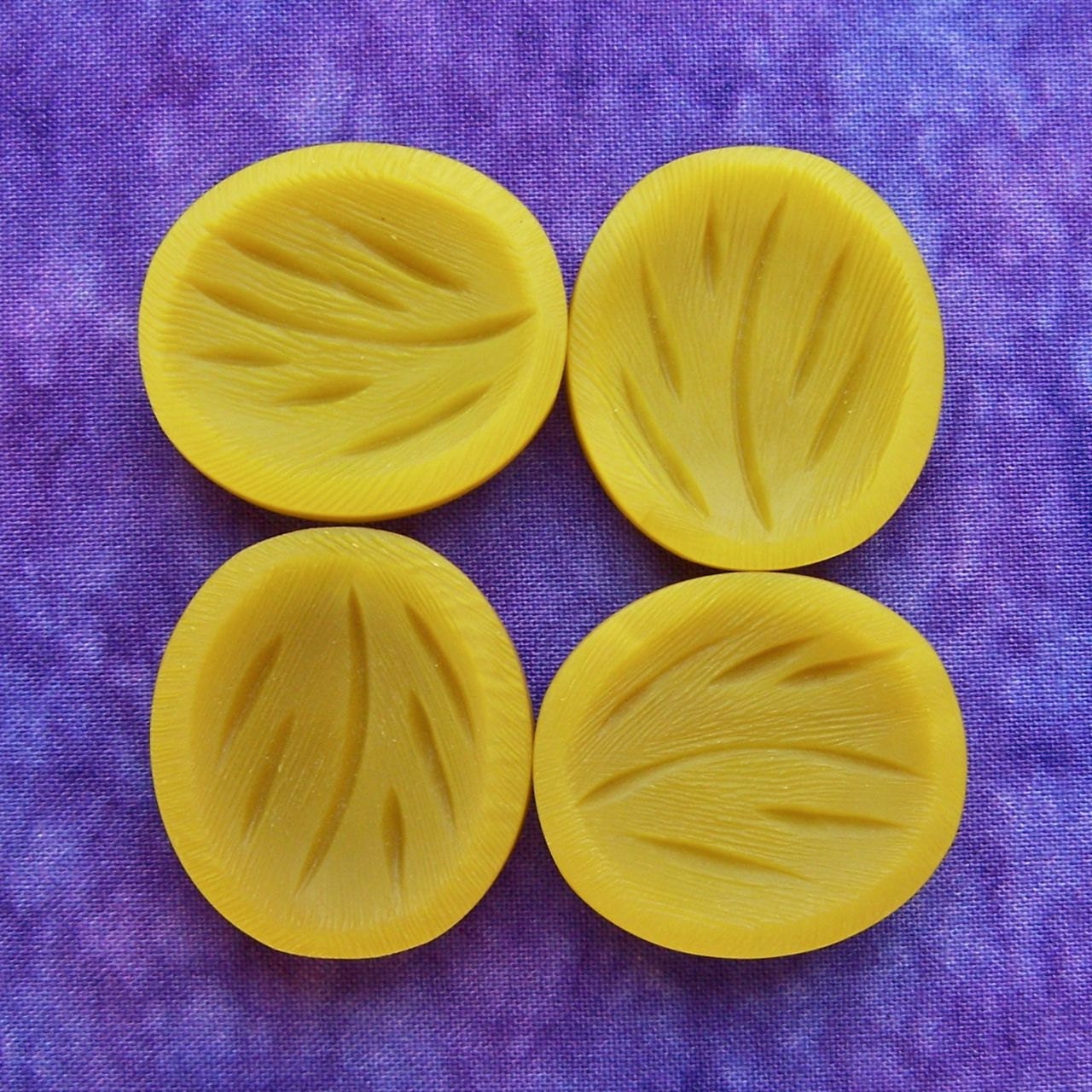 HuGE vintage buttons Carved Ovals golden leaf 1 3/8" x4