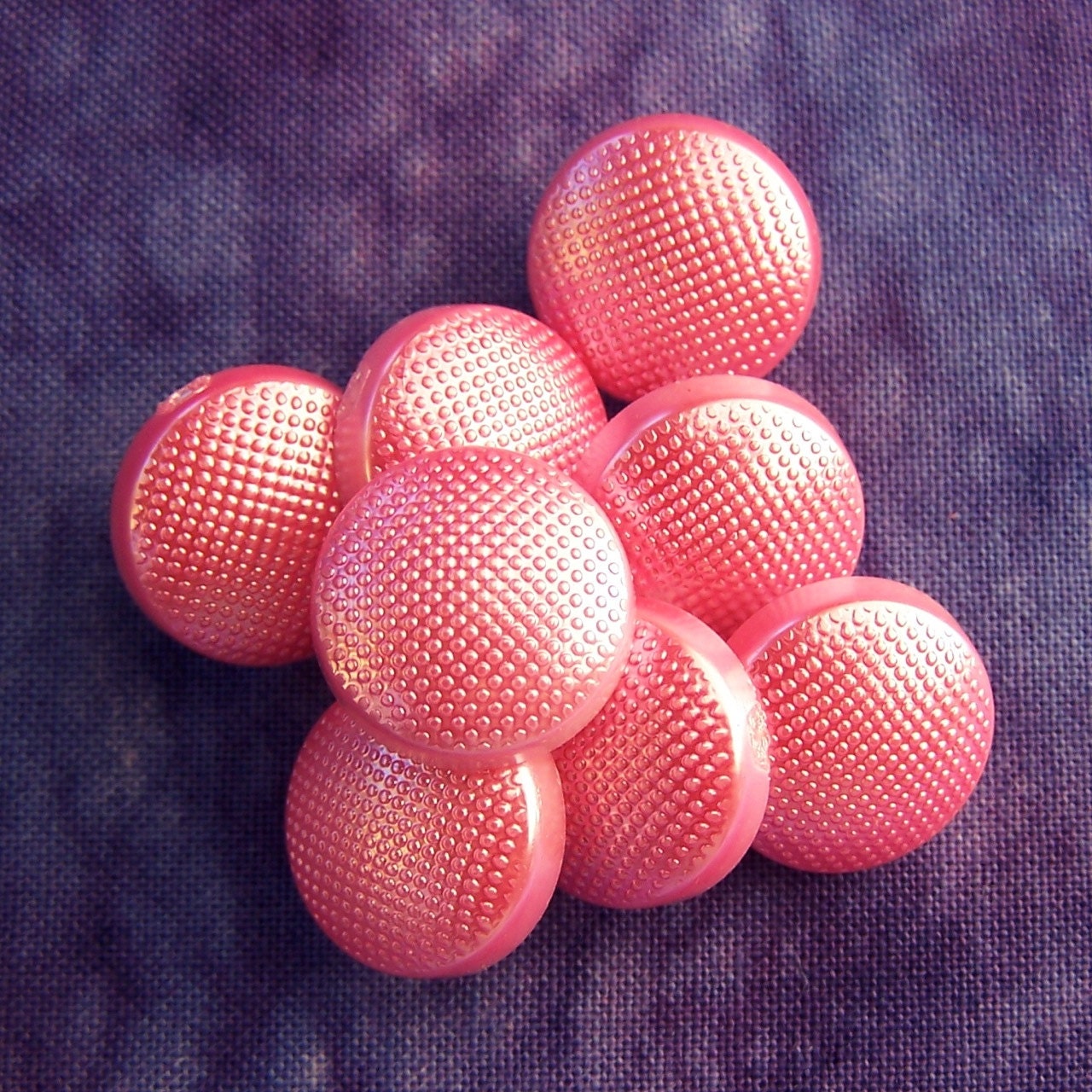 vintage shank buttons Metallic Pink pebbled 5/8" x8