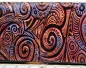 Business card holder / Polymer clay covered Deluxe card holder / metal wallet black clay with mica powder