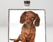 Doxie Dachshund Pendant 1" Square