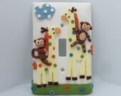 Monkey and Giraffe Light Switch Cover - Children's, Nursery