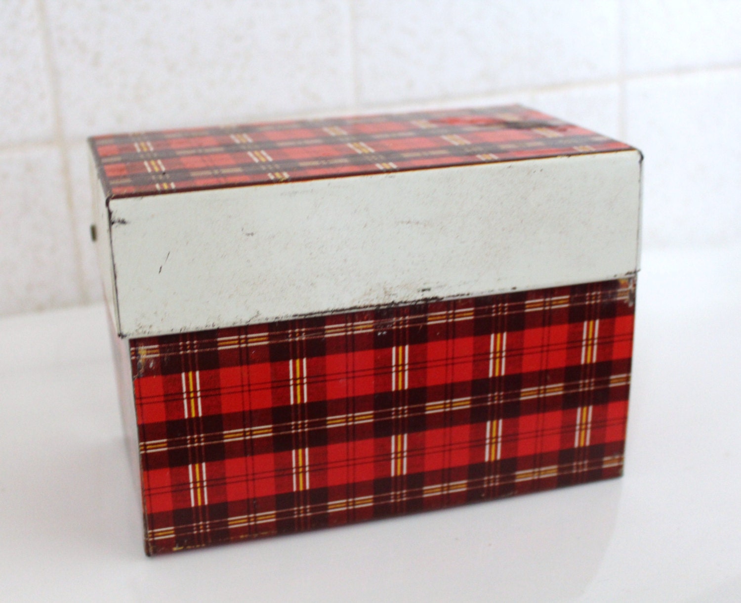 Cute Plaid Recipe Tin