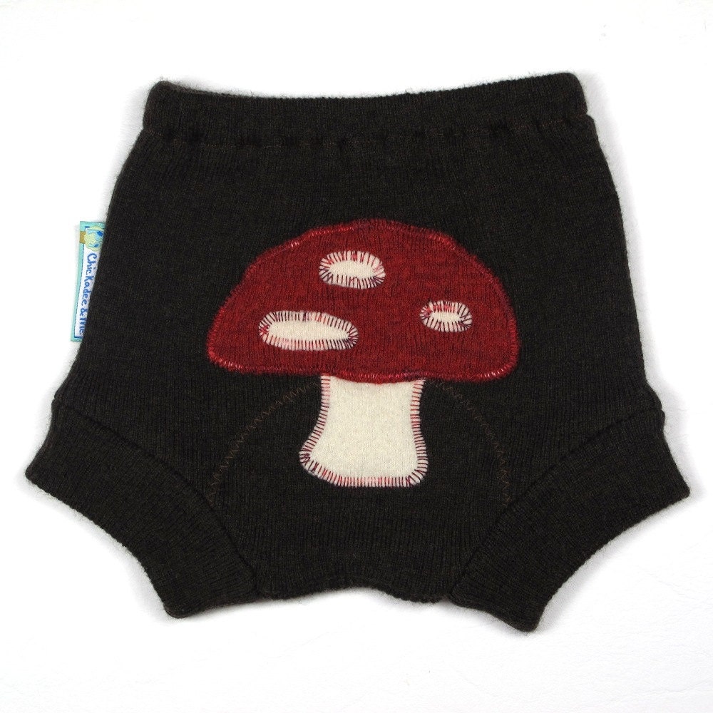Wool Soaker Diaper Cover - TOADSTOOL TUSH- Small 0-9M