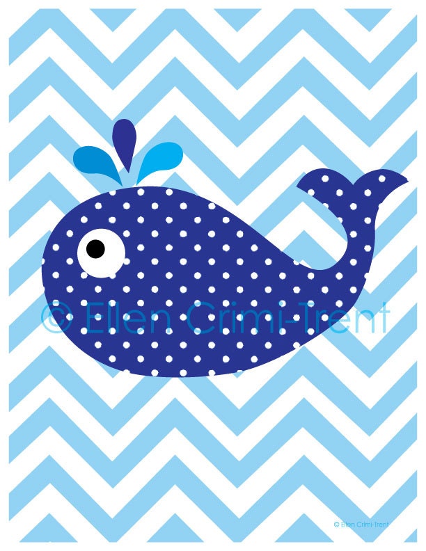 Kids Wall Art- Chevron Whale print