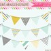 Bunting Banner Flag Clipart Commercial Use Clip Art Graphics Aqua Gold Gray INSTANT DOWNLOAD