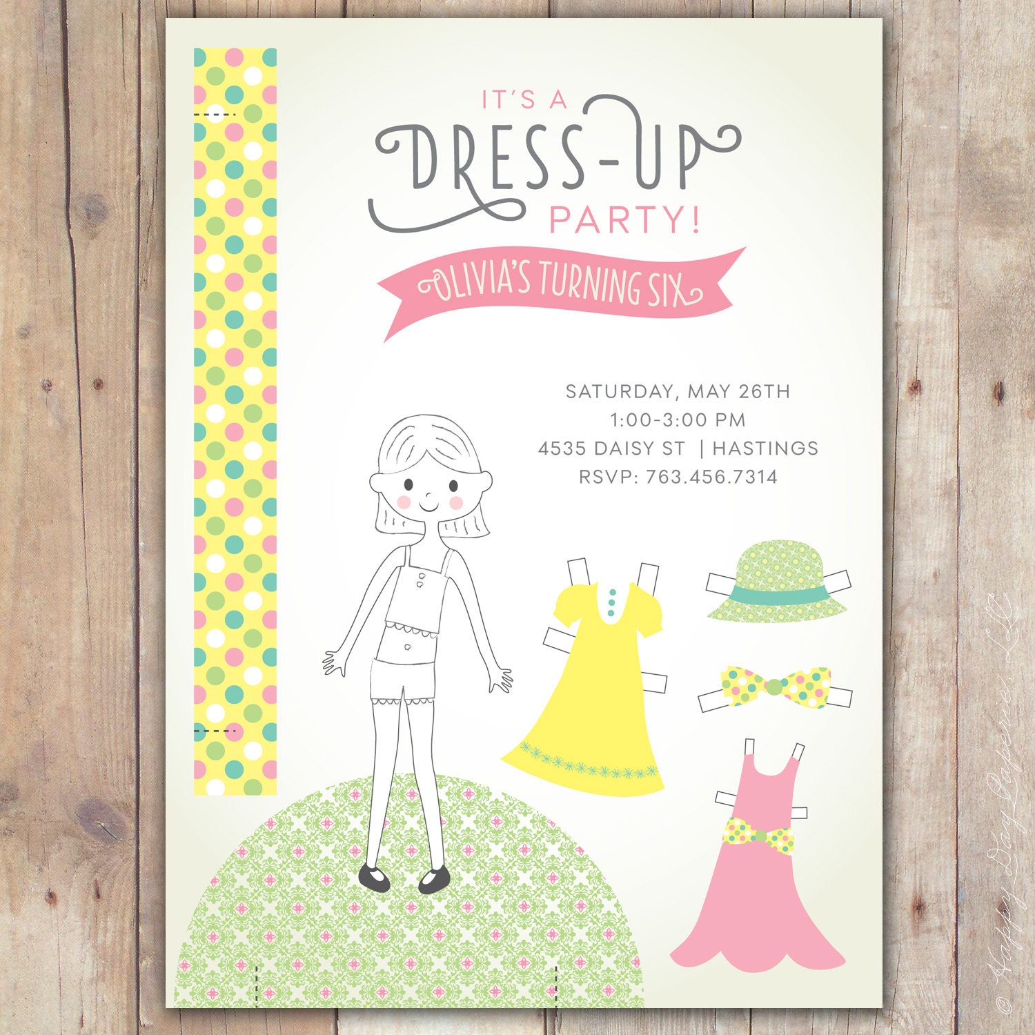 Paper Doll Dress Up Party - Custom DIGITAL Birthday Invitation Invite for any age Girl