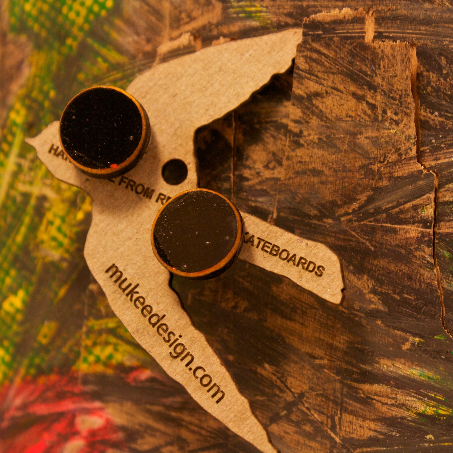Reclaimed Skateboard Stud Earrings