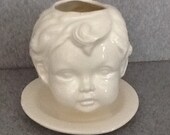 Angel face Head Planter White a small planter