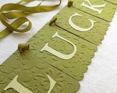 Lucky Banner - Embossed Shamrocks - READY TO SHIP - St Patrick's Day Decoration Party Garland Decor Il_170x135