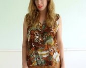 25% OFF . . . Tropical Floral Print Tank Blouse - Slouchy - Vintage 90s - Summer - MEDIUM M