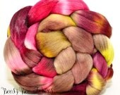 Polwarth wool roving hand painted combed top spinning or felting fiber - 4.2 oz - HAPPY TALK