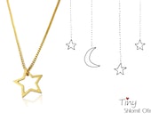 Tiny Star Necklace, gold silver plated minimalist geometric pendant charm jewelry,  girls children kids jewelry, gift under 40