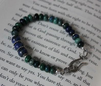 Handmade Lapis and Chrysocolla Beaded Bracelet with Sterling Silver "Earthbound"