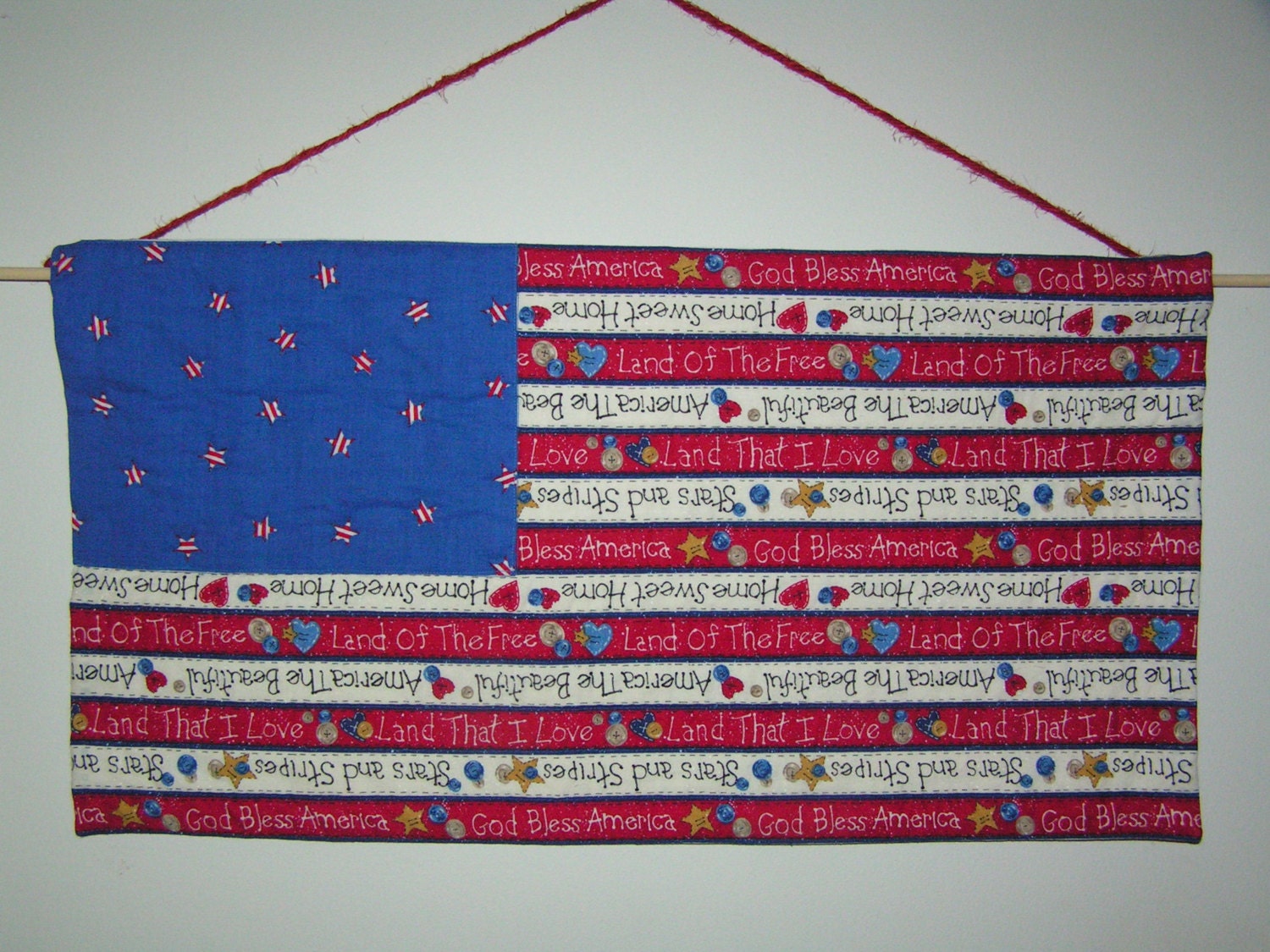 Quilted US FLag Red White Blue