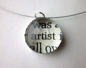 Artist Necklace, book page necklace, literary necklace, pendant