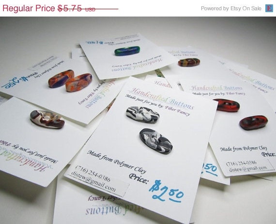INVENTORY SELL DOWN Polymer Clay Buttons, Grab Bag, 4 Miscellaneous Buttons