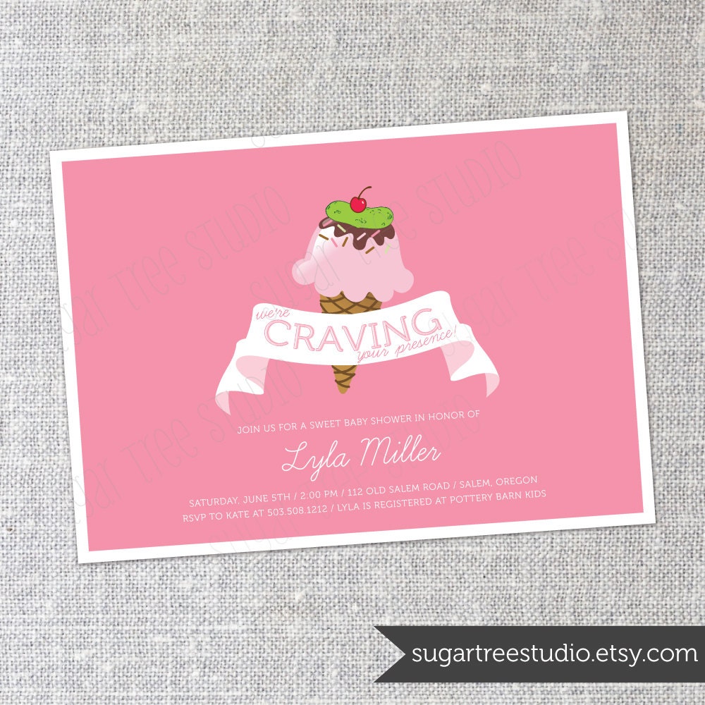 Pickles and Ice Cream - Custom Baby Shower Invitation
