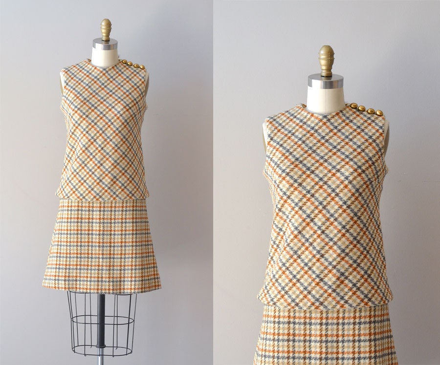 1960s plaid dress / wool jumper 60s dress / Penny Lane dress