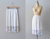 vintage cutout lace skirt / white rayon skirt / Island Girl skirt