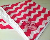 Baby Girl or Boy Reversible Blanket with Minky Personalized Monogram Name and Initial Appliqué You Choose Fabrics