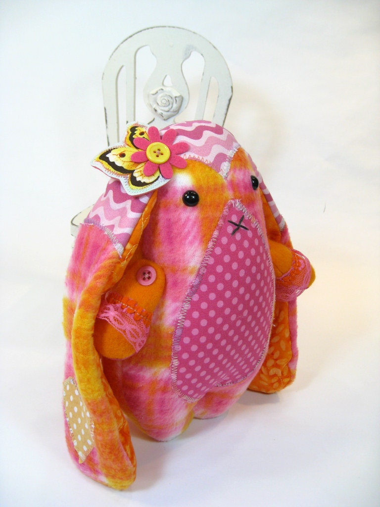 Lop Bunny plush - Springtime Orange and Pink