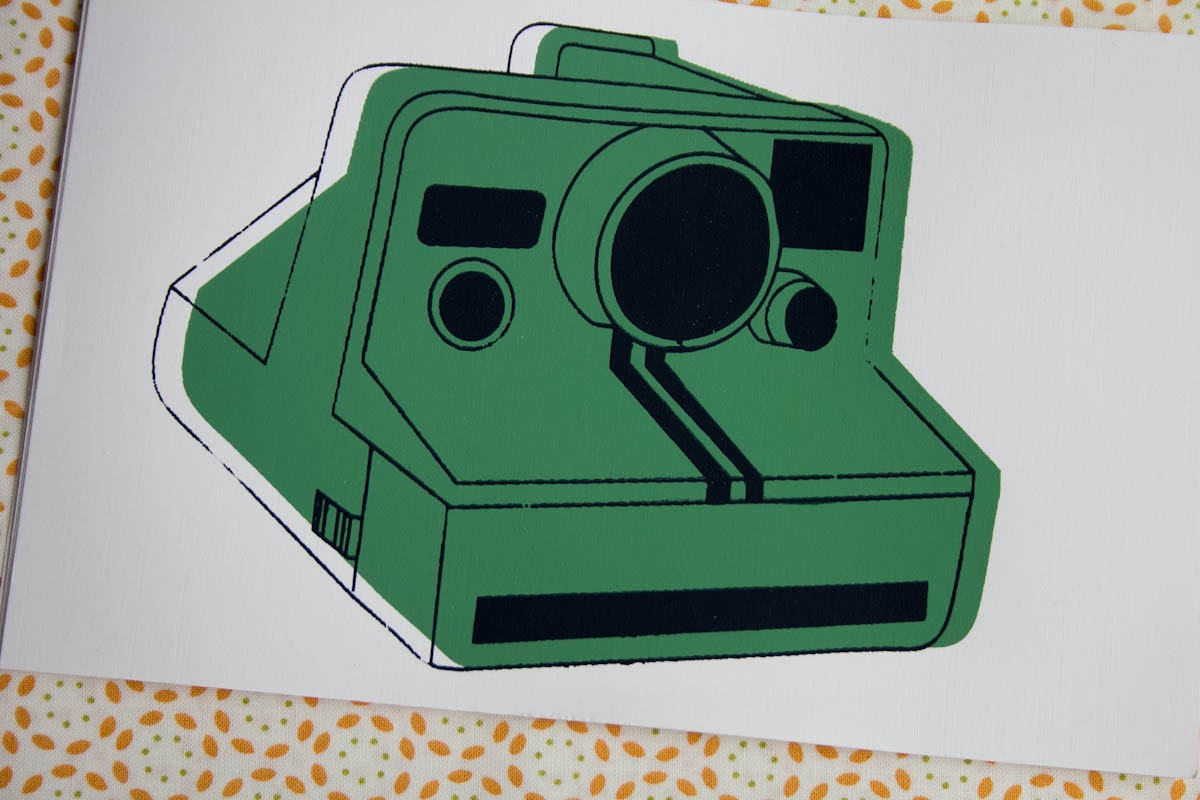 Vintage Polaroid Camera Print Hand Screenprinted