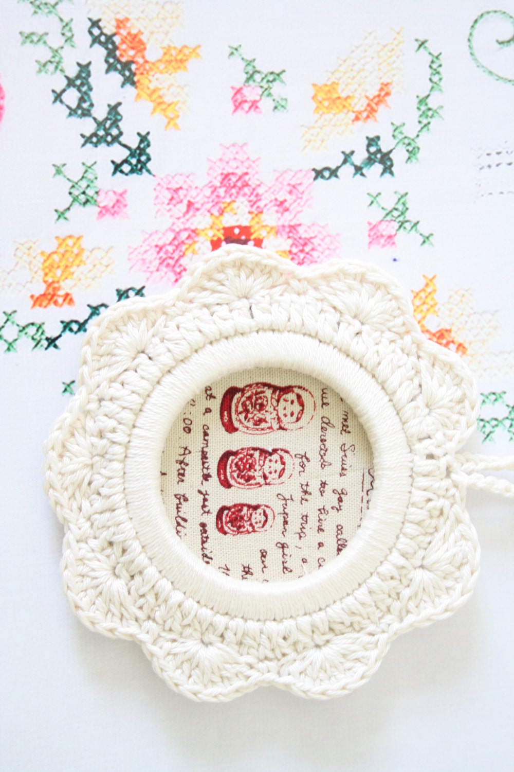 Crochet flower frame