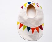 Rainbow BABY BIB -  Eco Friendly Modern Kids Food Bib with Organic Cotton Flannel - Summer Carnival Bunting (Ready to Ship)