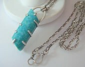 Turquoise Parallelogram Necklace set in Sterling Silver - Geometric Necklace