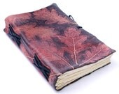 Autumn Leaves Texture Unique Leather Journal: violet, red