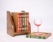 Set of 6 vintage coasters shaped as a bookcase