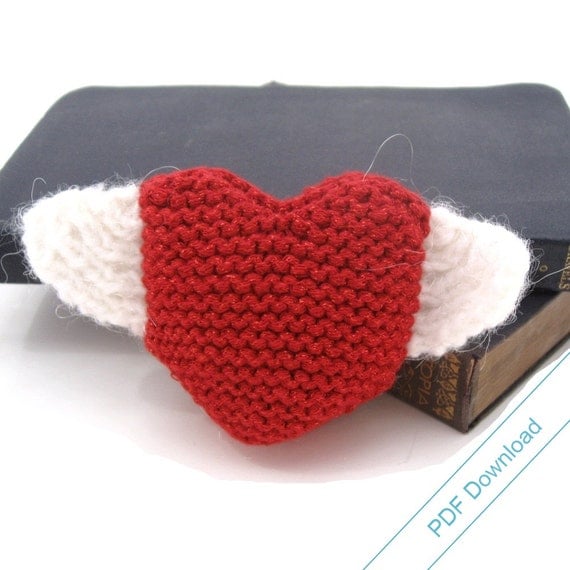 Knitting Pattern PDF. Heart With Wings. Instant Download.