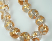 ON SALE 6 beads - Year of the DRAGON beads Clear Quartz Gold dragon carved decorated quartz large round beads 16mm Chinese Horoscope - pack