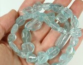 ON SALE Large AQUAMARINE Nugget beads - long drilled tumbled nuggets ice blue aqua blue - exact full strand No.10