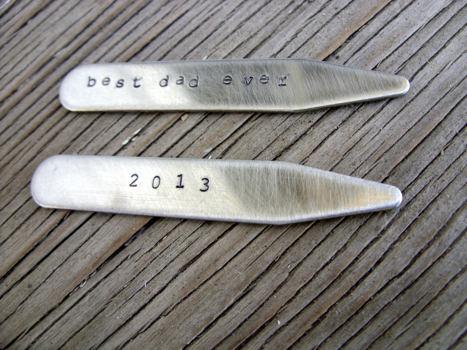Hand stamped stainless steel collar stays  best dad ever ready to ship gift for him 2.5 inch 1mm thick