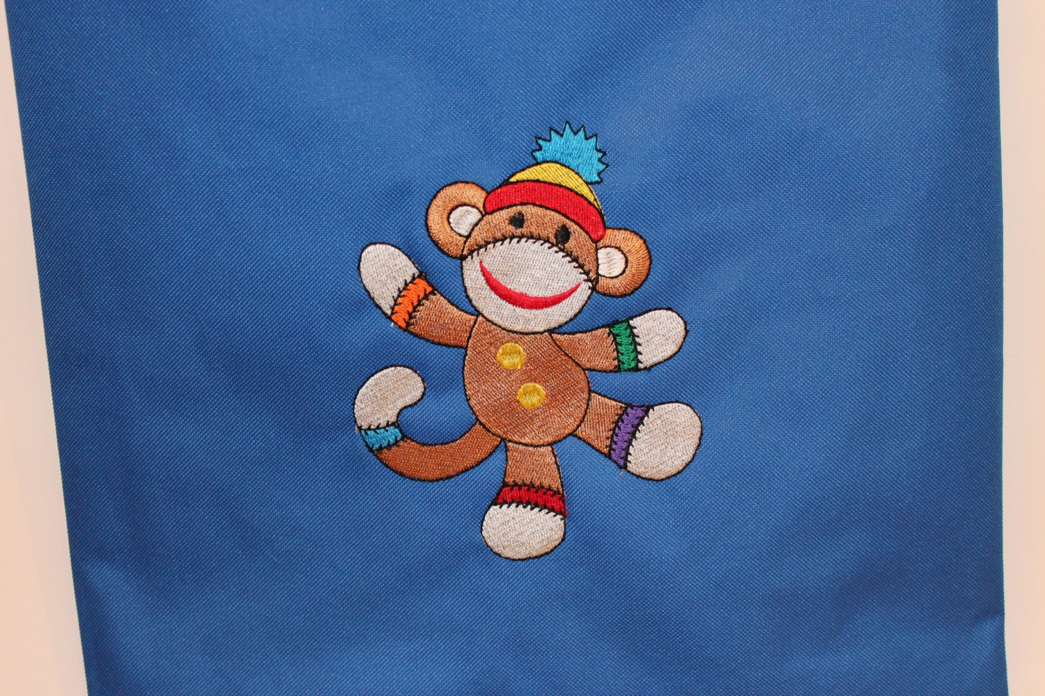 Sock Monkey Machine Embroidered Tote