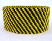 Peyote Bracelet in Black and Yellow Beaded Cuff Beadwork Seed Bead Bracelet  Bee