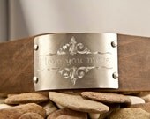 Scroll design, Dream, Initials, diamond glint leather cuff
