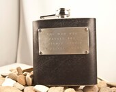 Flask Leather 8 oz, Personalized message, Distressed Leather,