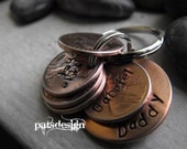 Lucky Us Copper Keychain with five  lucky pennies