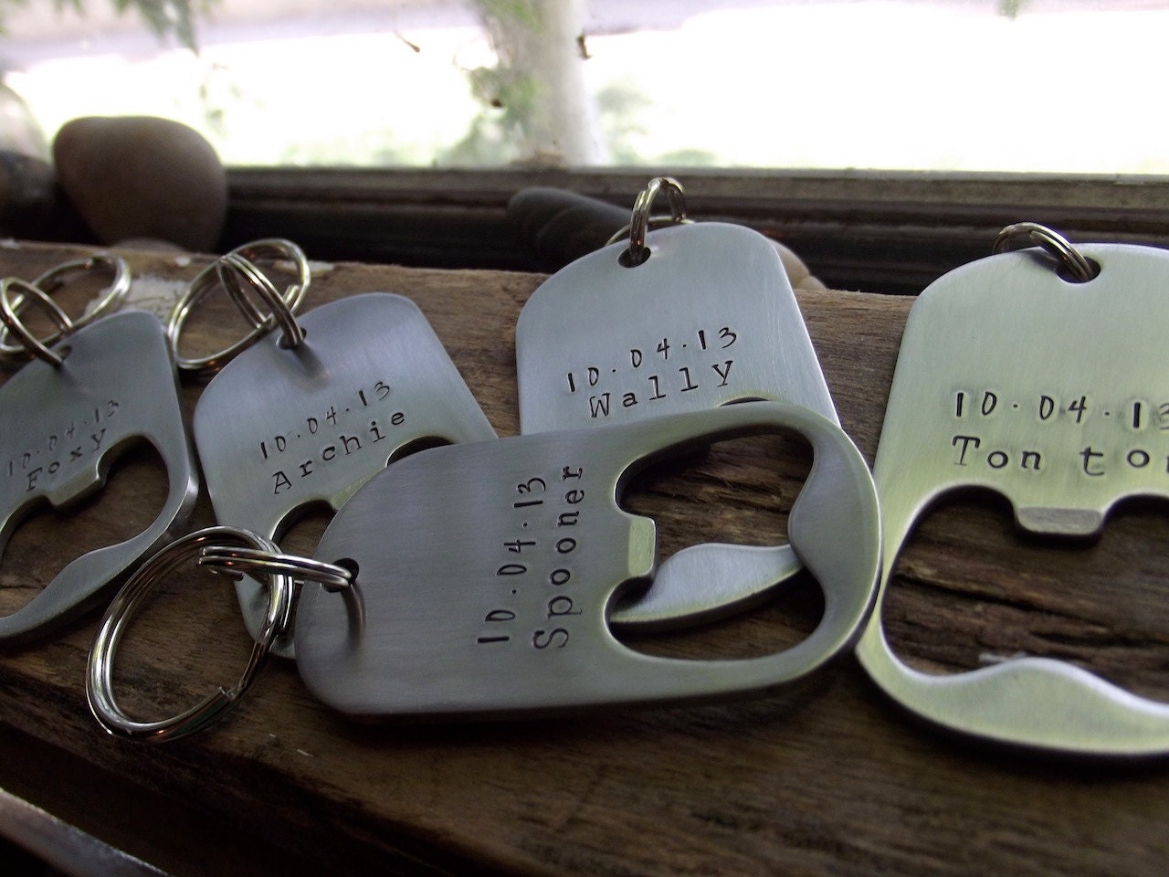 5 Grooms men Set,  custom Stainless steel bottle opener keychains