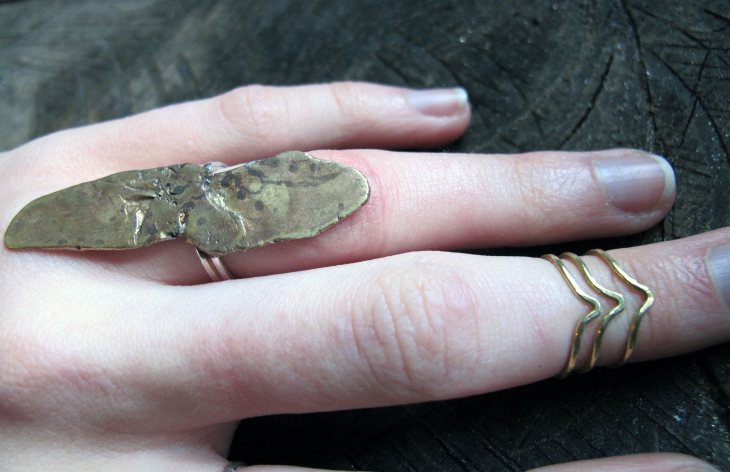 Brass Shadow Ring Size 5 1/4