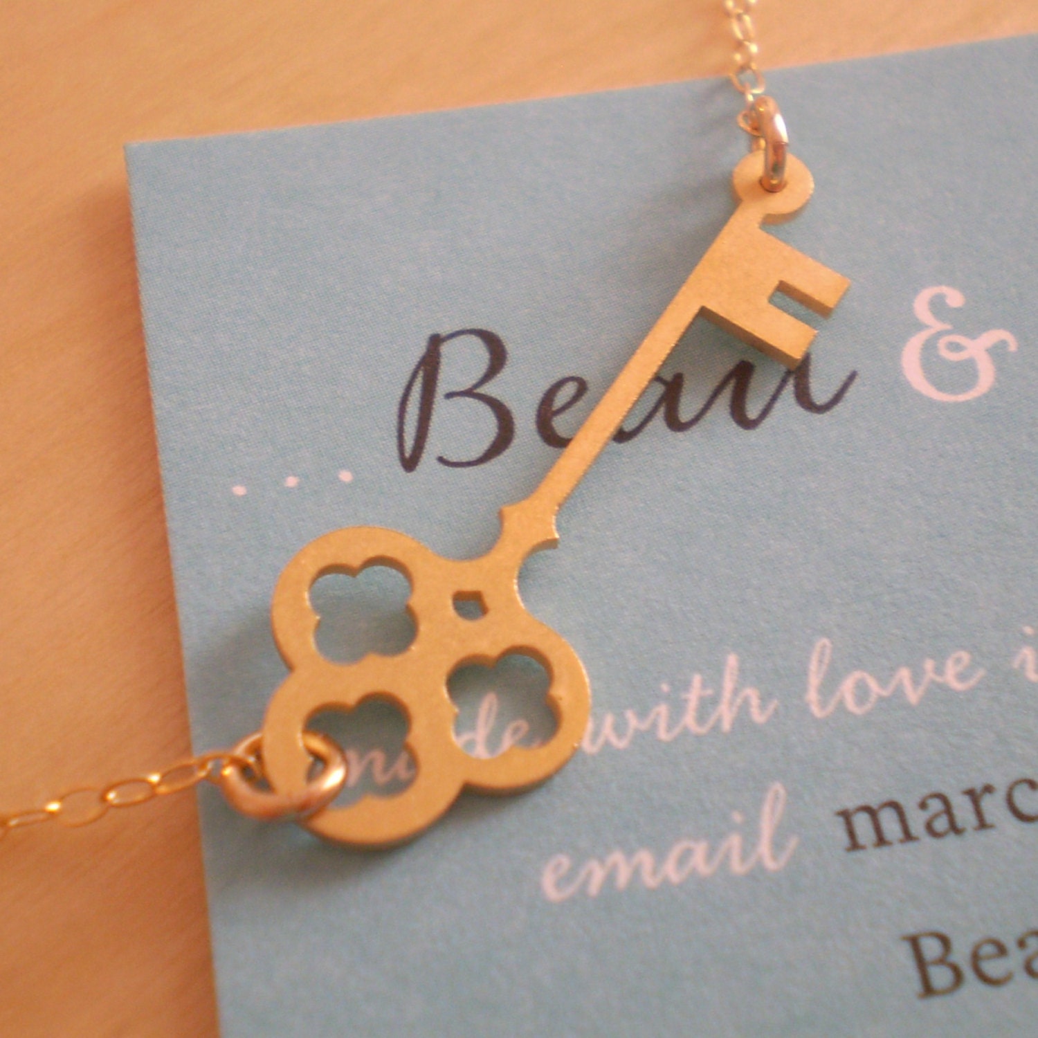 Skeleton Key Necklace - Sideways - 14k Gold Filled, Rose Gold Filled or Sterling Silver
