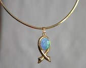 Blue Faux Opal Necklace