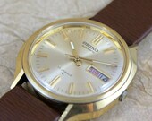 Vintage Gents Seiko Automatic Movement Wrist Watch -17 Jewel - circa 1970s - made in Japan - Model 7006-8190R - Gold Tone Case