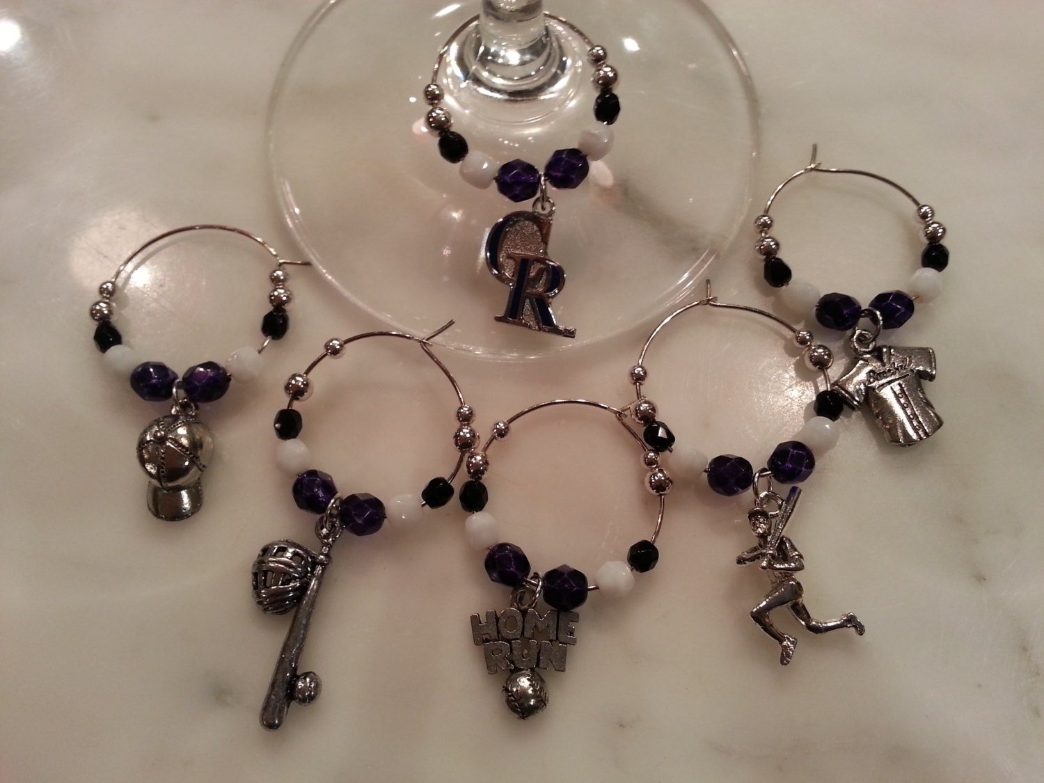 Colorado Rockies  Baseball Wine Charms w/ Pouch