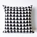 Mountains of Montana - black and natural triangle repeat pattern organic screenprinted pillow 20"x20"