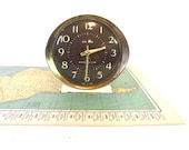 Mid Century Black Big Ben Alarm Clock .. Mad Men Style