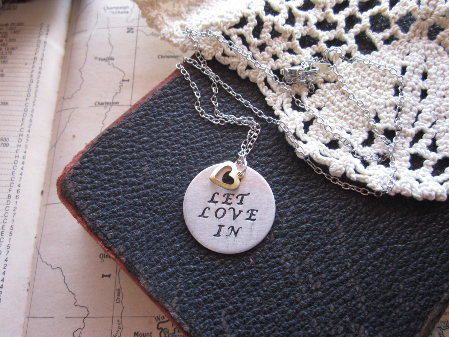 Let Love In - Metal Hand Stamped Necklace